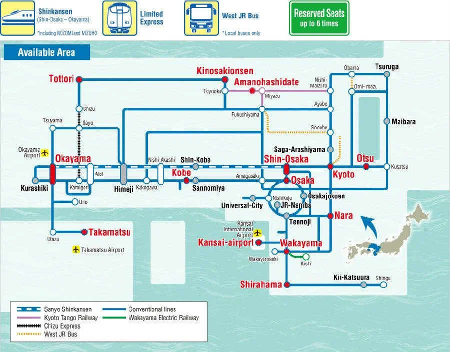 3-Day JR Kansai WIDE Area Excursion Pass [E-Ticket]